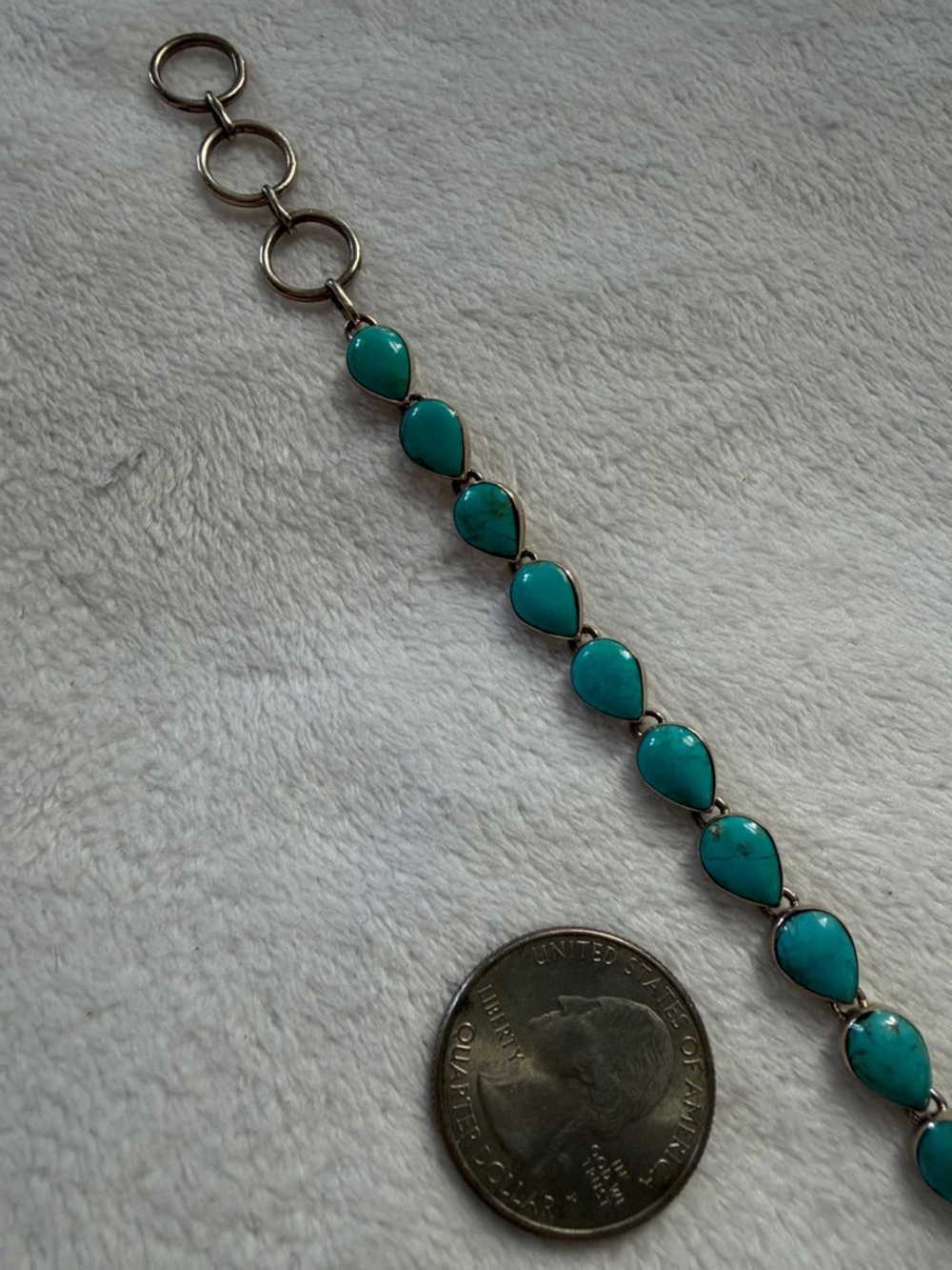 925 stamped Turquoise Teardrop Link Bracelet - Women Jewelry - Picture 4 of 6